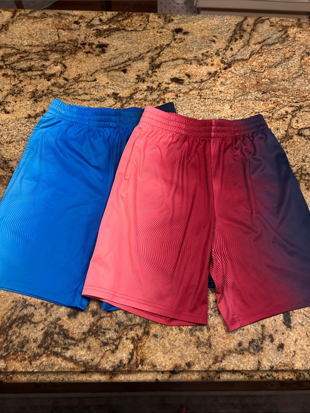 Adidas Gradient Blue and Red/Pink Athletic Shorts